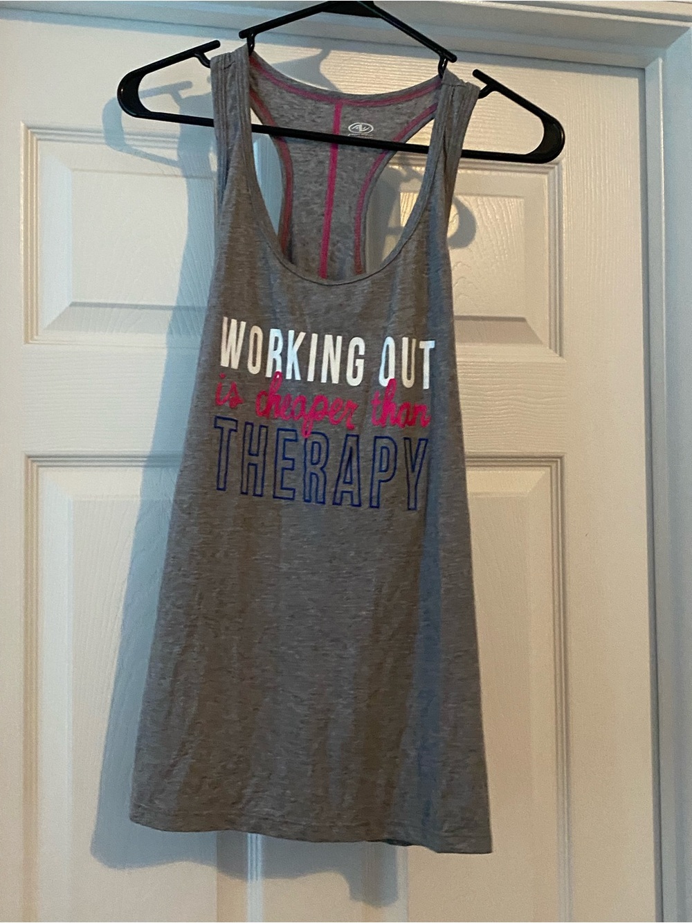 Athletic Works Gray Racerback Tank with Pink and Blue Graphic - Picture 1 of 2